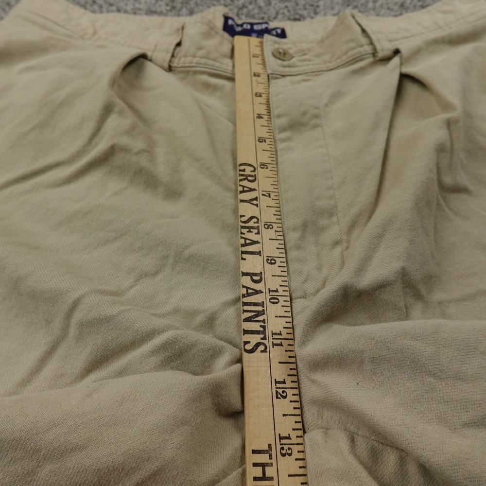 VTG Ralph Lauren Shorts Mens 38 Brown Beige Chino Polo Sport Pleated Dad 90s Y2K - Picture 4 of 11